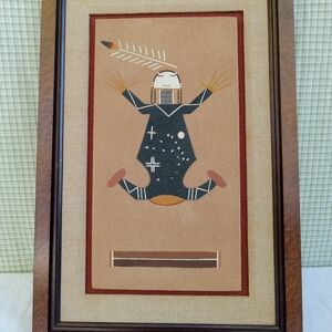 Very nice Navajo sand painting matted and nicely framed